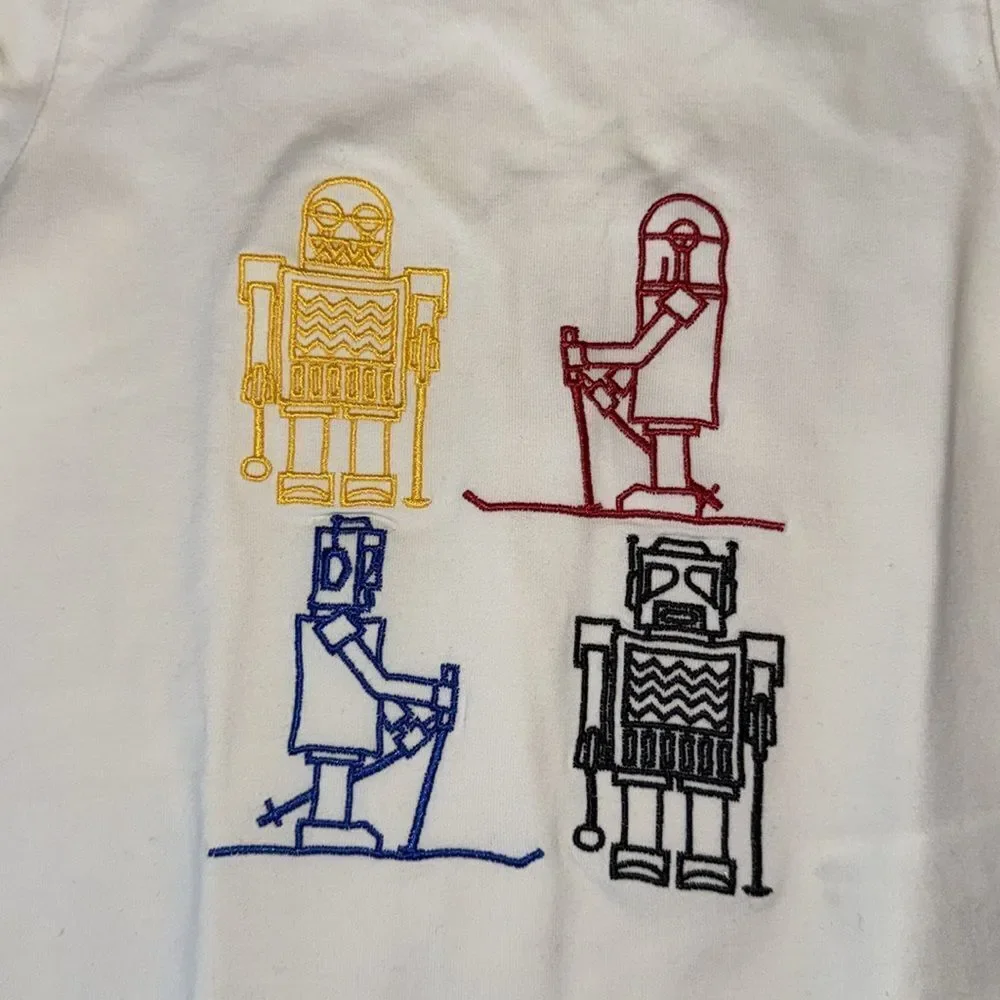 Moncler White and Yellow Long Sleeve Tee with Graphic Print 18/24M